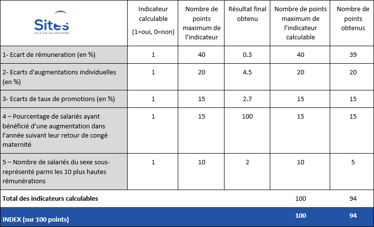 Index Ega Femmes Hommes 2025 SITES